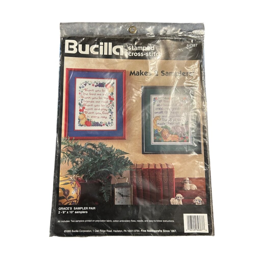 Bucilla Cross-Stitch Kit 64387 Makes 2 Samplers 8" x 10" Graces Sampler Pair Inc